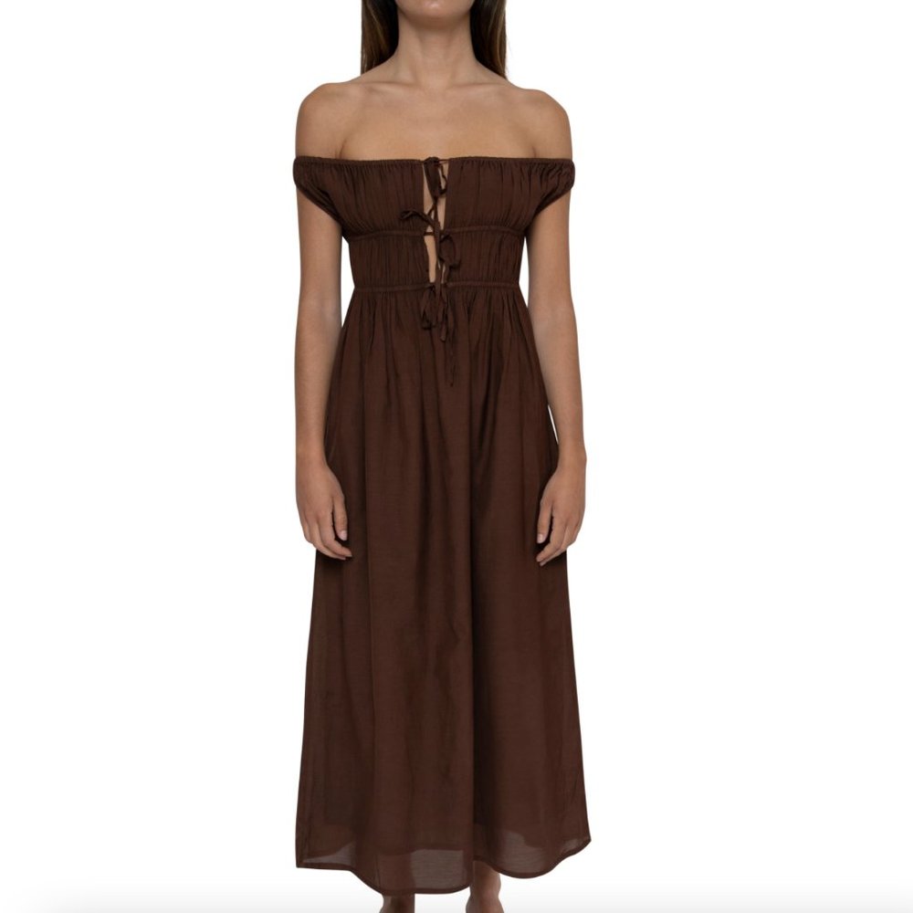GIMAGUAS ANTONIA DRESS BROWN - SZ S